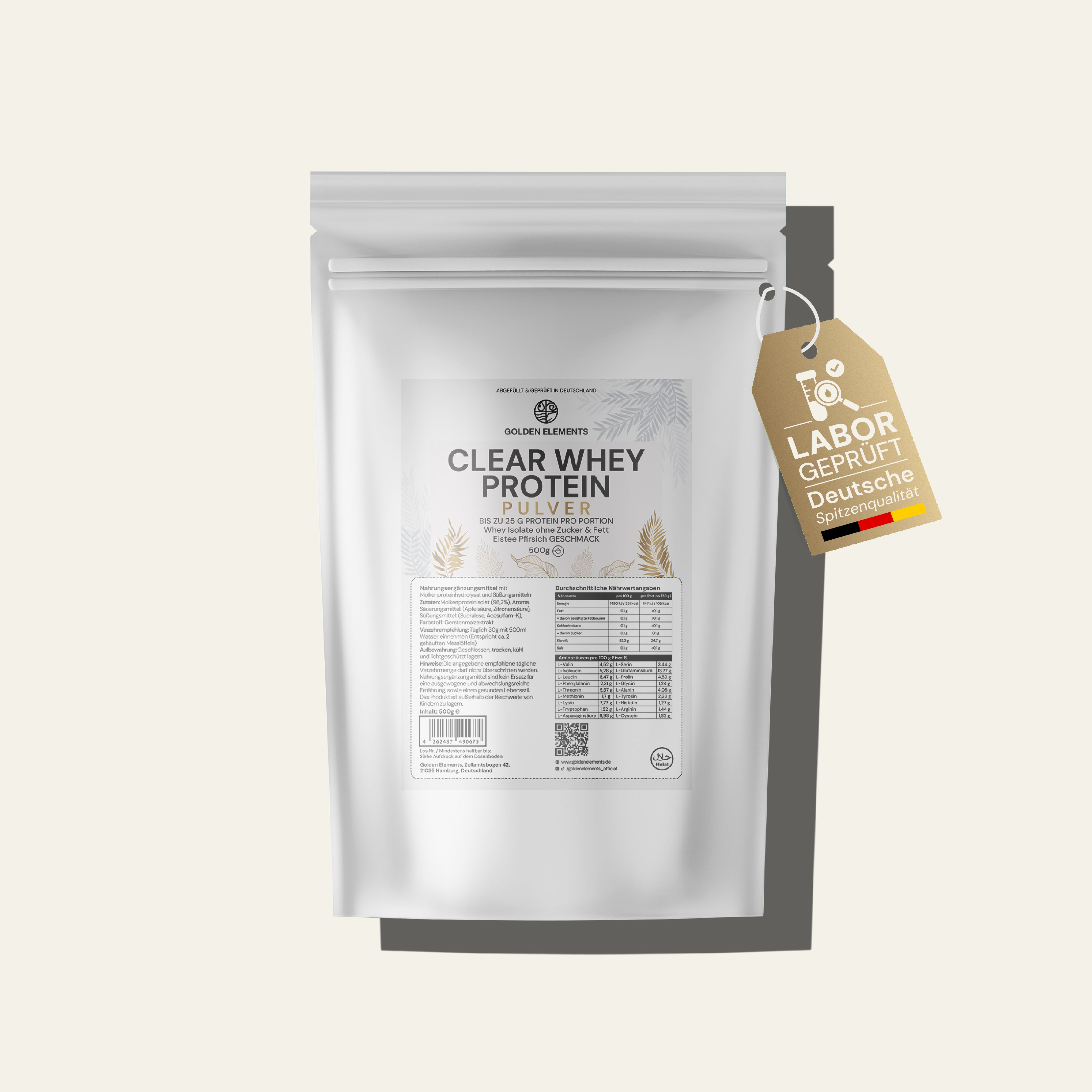 Produktabbildung der Dose Clear Whey Protein Pfirsich freigestellt